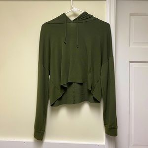 Olive Green Cropped Hoodie
